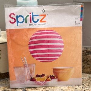 Spritz Pink and White Striped Paper Lantern